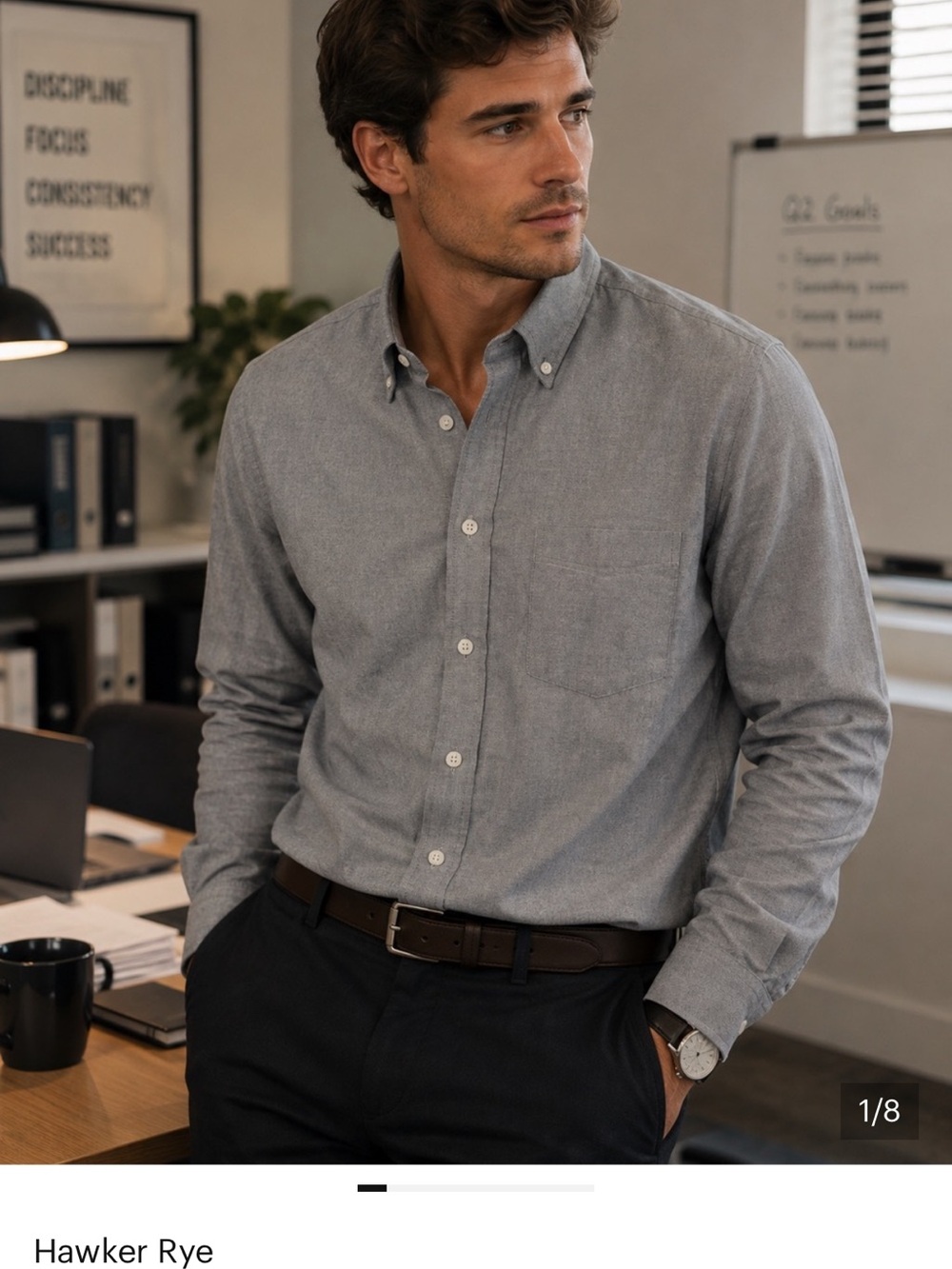 Hawker Rye Men's Grey Oxford Button-Down Shirt
